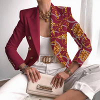 Double-Breasted Women's Blazer with Lapels – Eleganza-Dark Red-S-State of Style