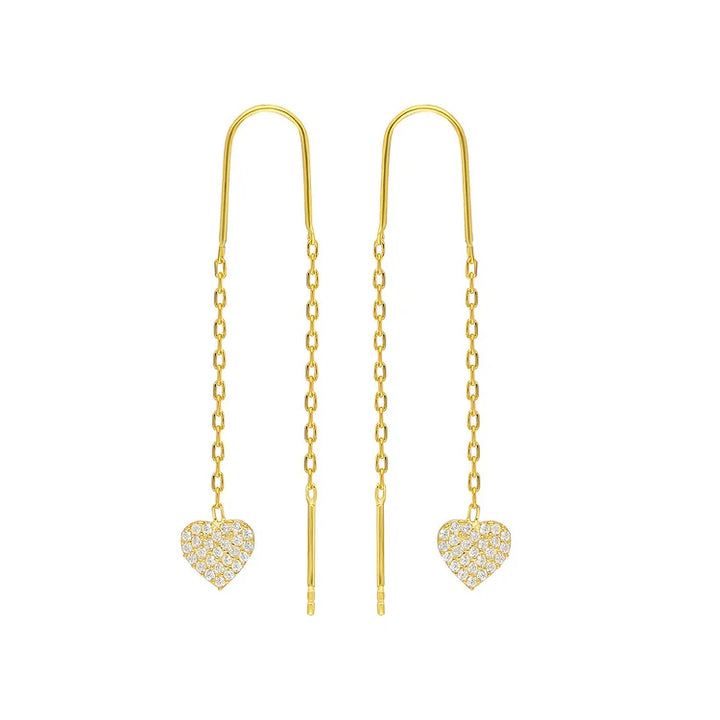 Double Heart Chain Earrings – Valencia-Gold-State of Style
