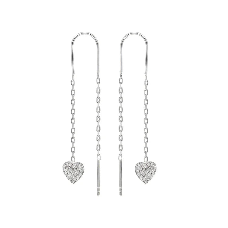 Double Heart Necklace Earrings - Valencia-Silver-State of Style