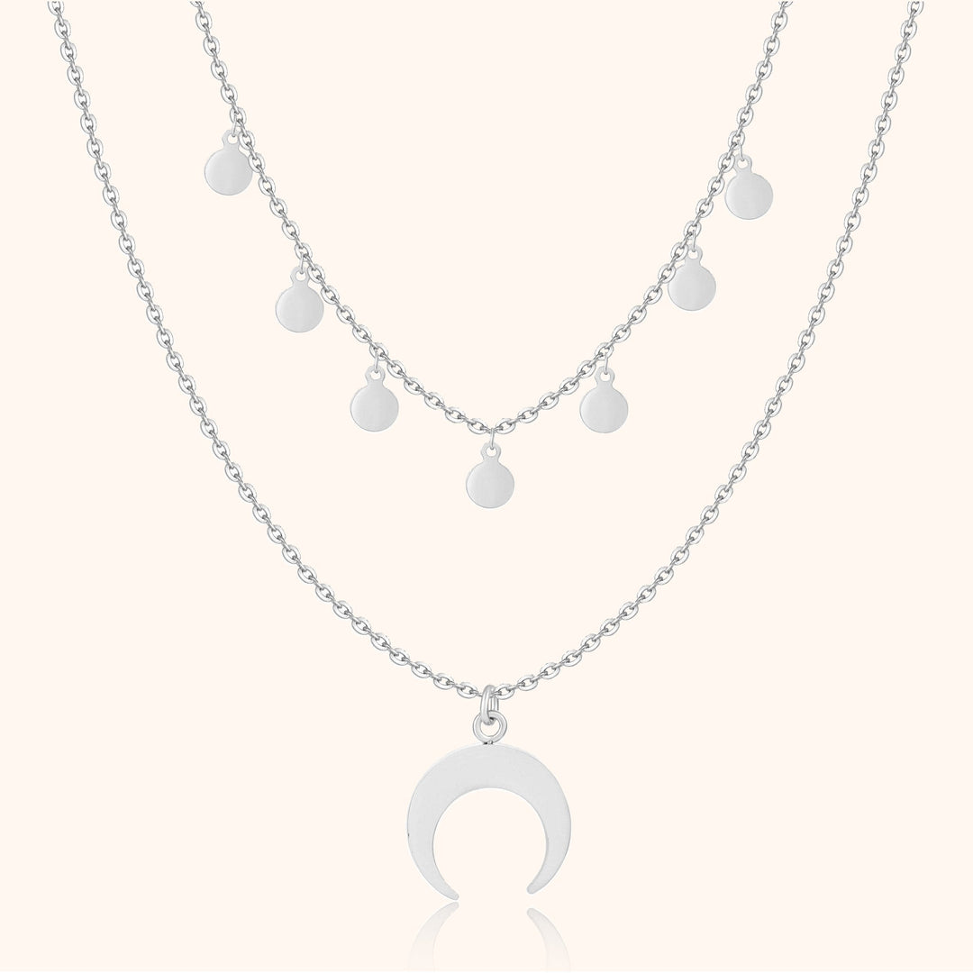 Double Layer Necklace - Luna-Silver-State of Style