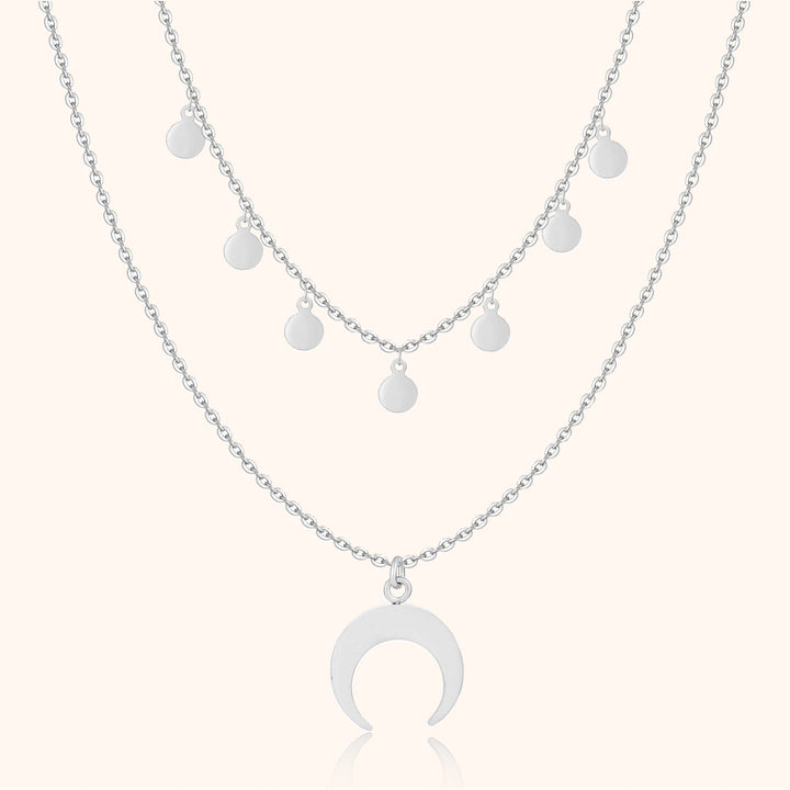 Double Layer Necklace - Luna-Silver-State of Style