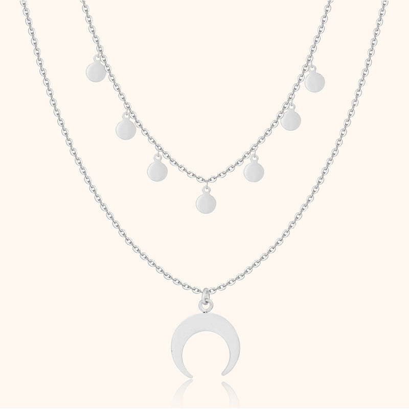 Double Layer Necklace - Luna-Silver-State of Style