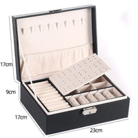 Double-Layered Leather Jewellery Box-BLACK-State of Style