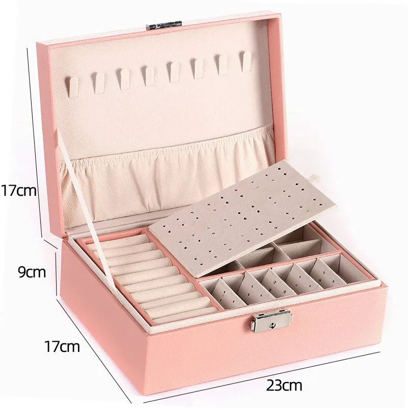 Double-Layered Leather Jewellery Box-PINK-State of Style