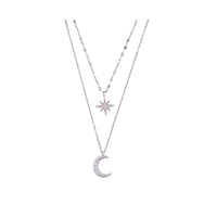 Double Moon Pendant Necklace | Layered Silver Jewellery-State of Style