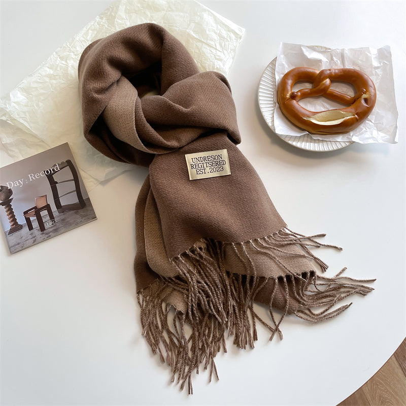 Double-Sided Pashmina Scarf - Elena-Dark Brown-State of Style