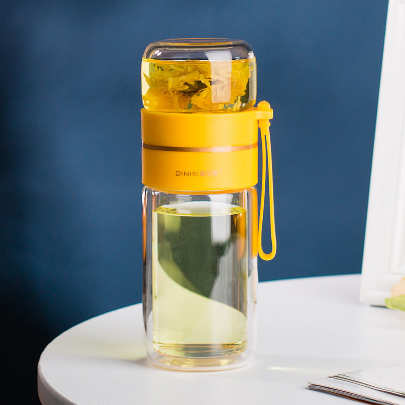 Double-Walled Glass Water Bottle with Tea Infuser - PureBrew-Green-State of Style