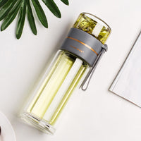 Double-Walled Glass Water Bottle with Tea Infuser - PureBrew-Green-State of Style