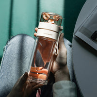 Double-Walled Glass Water Bottle with Tea Infuser - PureBrew-Green-State of Style