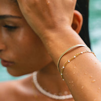 Double White Beaded Bracelet for Women - Liora-Gold-State of Style