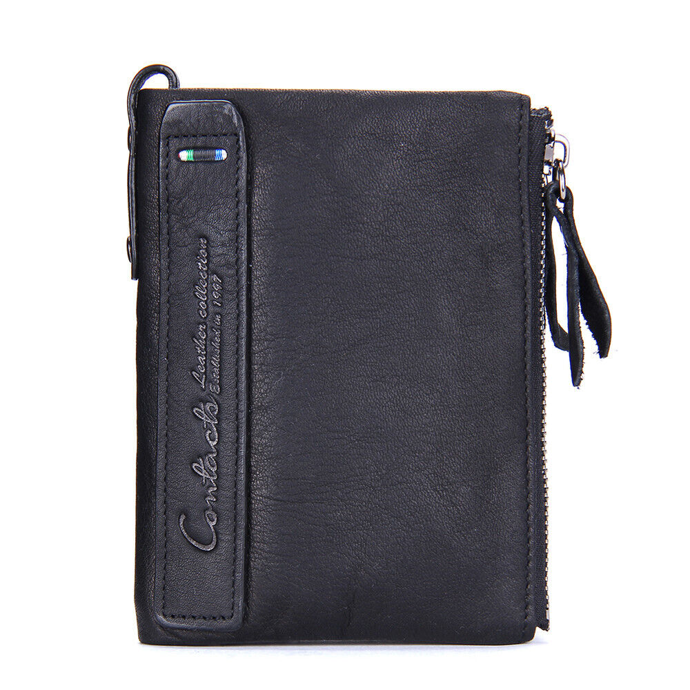 Double-Zip Compact Wallet – Practical Elegance in Soft Leather-Black-State of Style