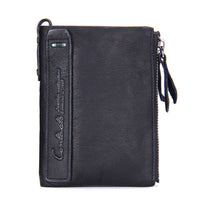 Double-Zip Compact Wallet – Practical Elegance in Soft Leather-Black-State of Style