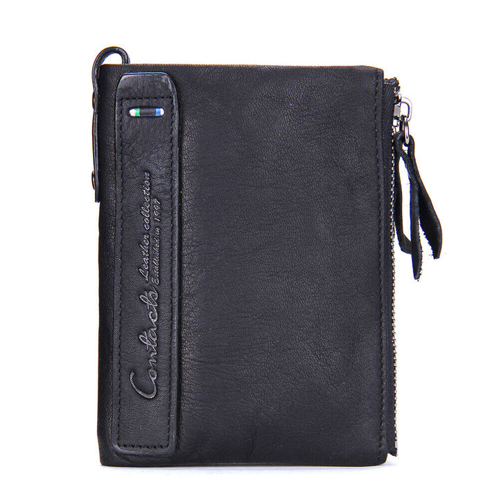 Double-Zip Compact Wallet – Practical Elegance in Soft Leather-Black-State of Style