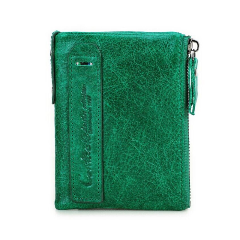 Double-Zip Compact Wallet – Practical Elegance in Soft Leather-Glass Green-State of Style