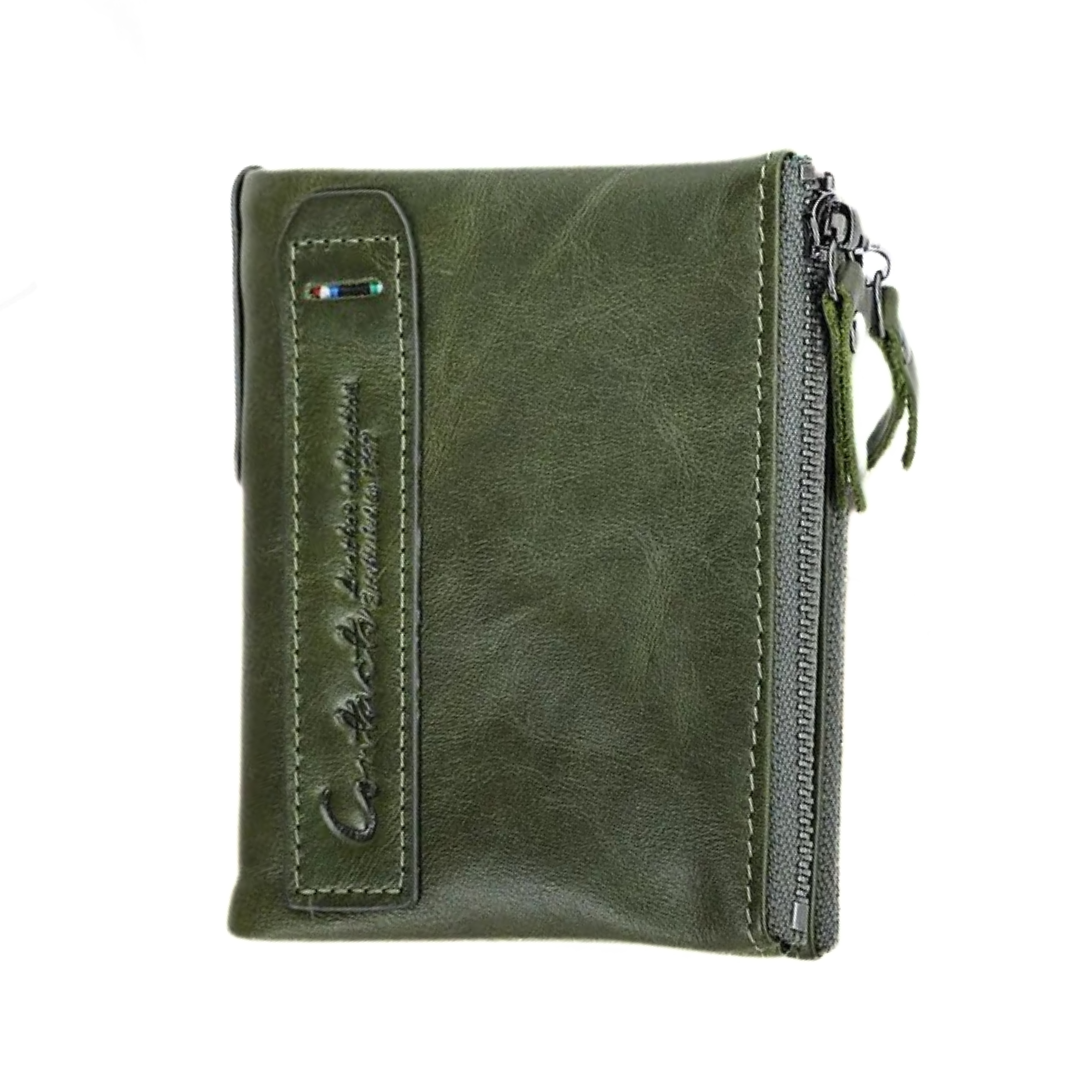 Double-Zip Compact Wallet – Practical Elegance in Soft Leather-Green-State of Style