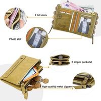 Double-Zip Compact Wallet – Practical Elegance in Soft Leather-Yellow-State of Style