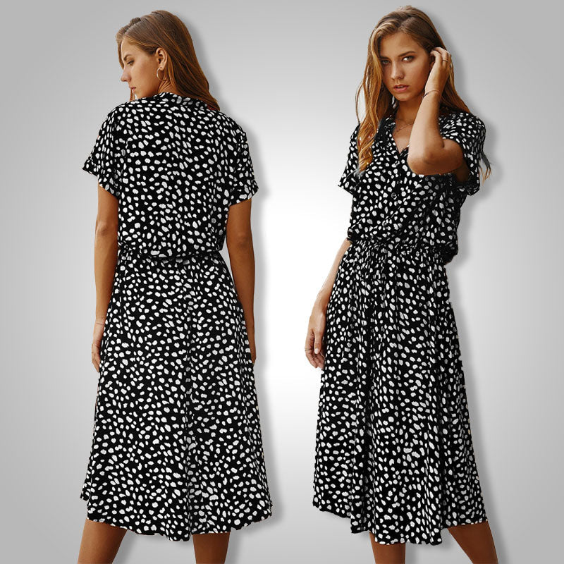 DOUTZEN SUMMER DRESS - Elegant Floral Print Sleeveless Dress-Black-S-State of Style