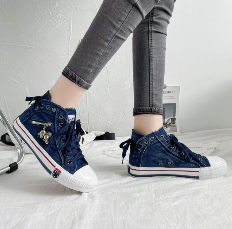 Trendy High Denim Women’s Sneakers – Selina
