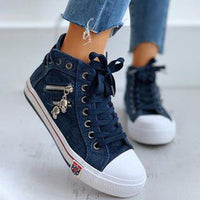 Trendy High Denim Women’s Sneakers – Selina