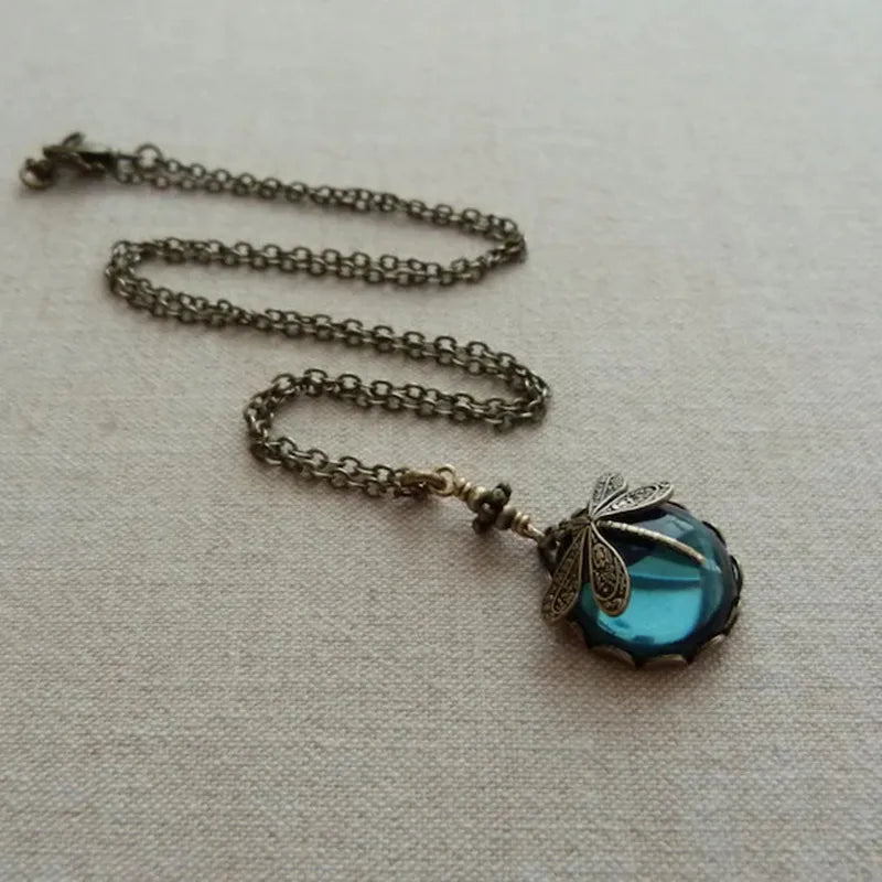 Dragonfly Moonstone Necklace | Elegant Jewellery for Women-Blue-State of Style