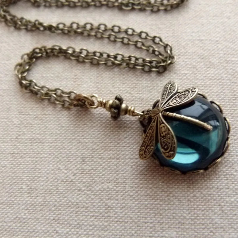 Dragonfly Moonstone Necklace | Elegant Jewellery for Women-Blue-State of Style
