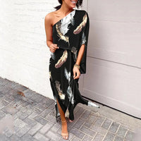 Dress with Diagonal Shoulder Line - Mila-Black-S-State of Style