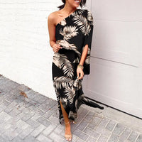 Dress with Diagonal Shoulder Line - Mila-Black skin-S-State of Style