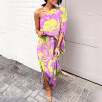 Dress with Diagonal Shoulder Line - Mila-Purple-S-State of Style