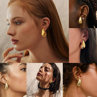 Droplet-shaped Earrings - GlimmerDrops-Gold-2.3 cm-State of Style
