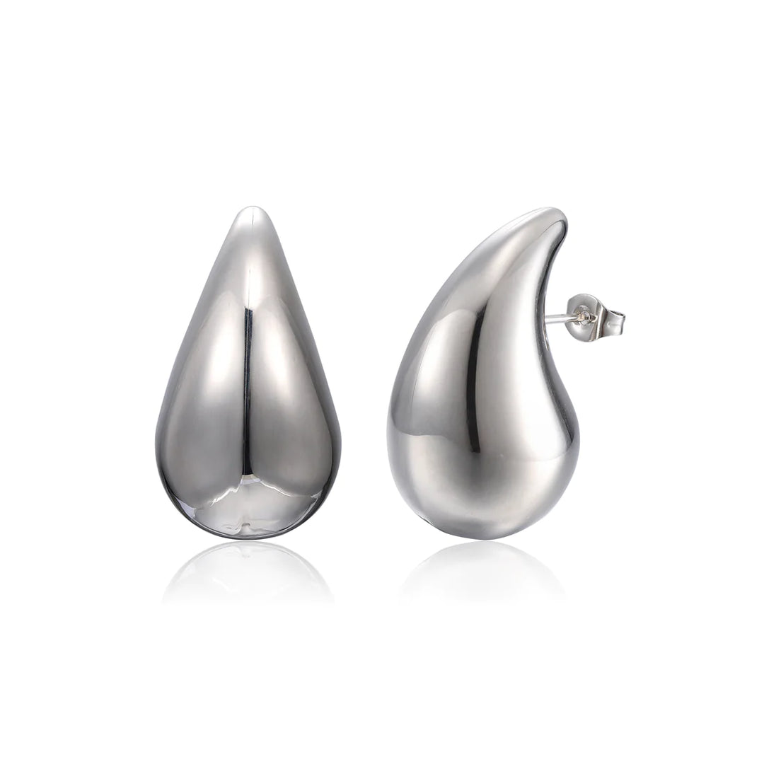 Droplet-shaped Earrings - GlimmerDrops-Silver-2.3 cm-State of Style