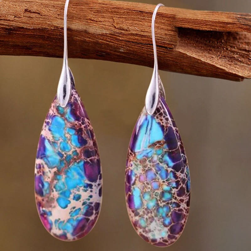 Droplet-shaped Emperor Stone Earrings - Amara-Purple-State of Style