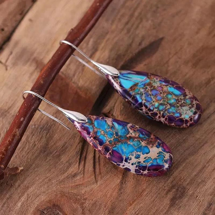 Droplet-shaped Emperor Stone Earrings - Amara-Purple-State of Style