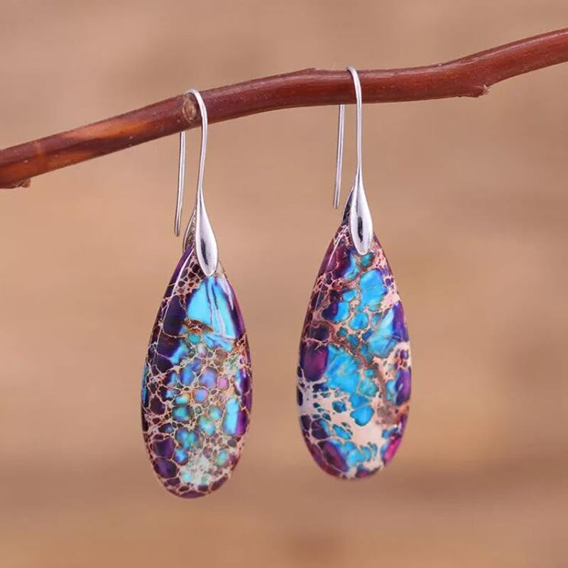 Droplet-shaped Emperor Stone Earrings - Amara-Purple-State of Style