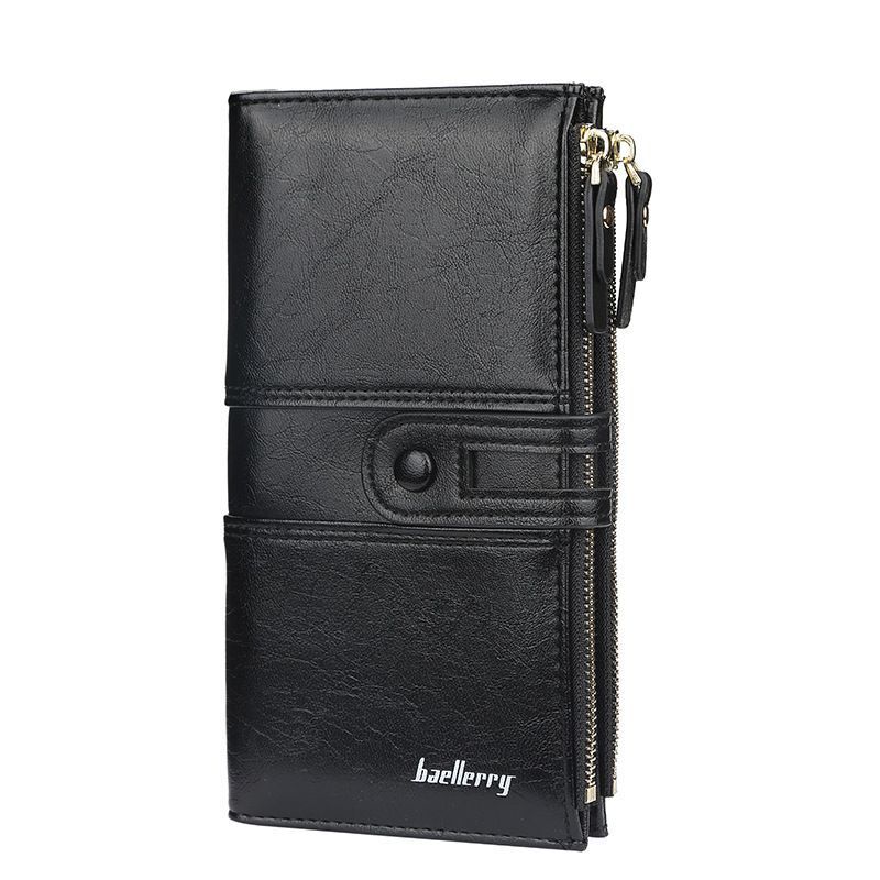 Dual-Zip Classic Long Wallet – Sleek and Elegant Must-Have!-Black-State of Style