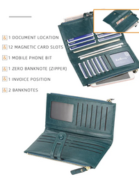 Dual-Zip Classic Long Wallet – Sleek and Elegant Must-Have!-Blue-State of Style
