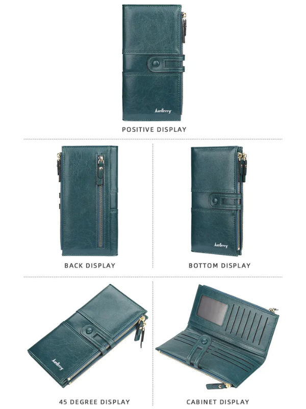 Dual-Zip Classic Long Wallet – Sleek and Elegant Must-Have!-Blue-State of Style