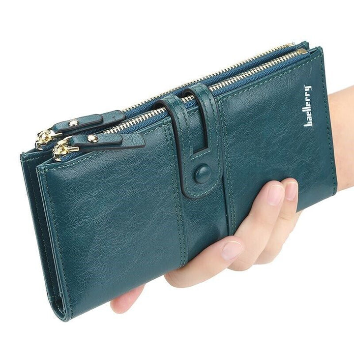 Dual-Zip Classic Long Wallet – Sleek and Elegant Must-Have!-Blue-State of Style
