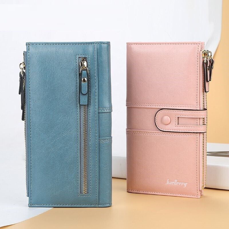 Dual-Zip Classic Long Wallet – Sleek and Elegant Must-Have!-Blue-State of Style