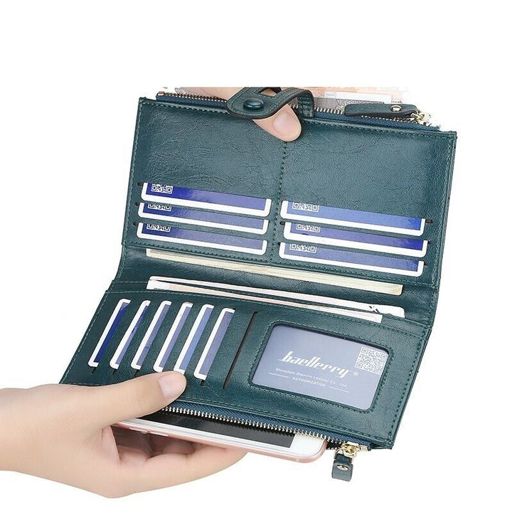 Dual-Zip Classic Long Wallet – Sleek and Elegant Must-Have!-Blue-State of Style