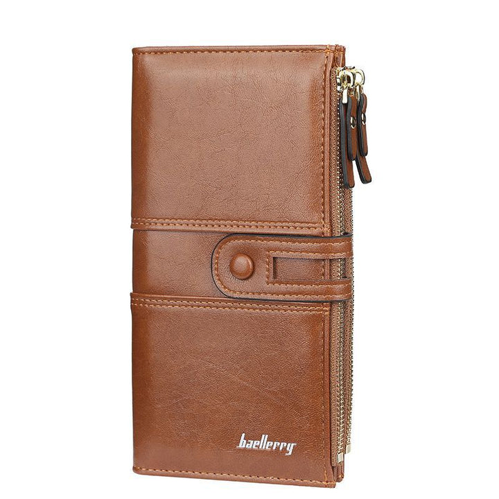 Dual-Zip Classic Long Wallet – Sleek and Elegant Must-Have!-Brown-State of Style