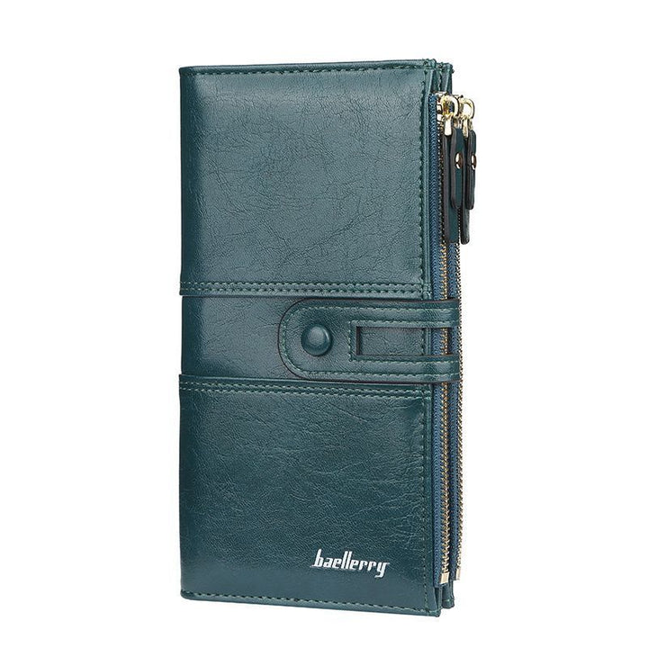 Dual-Zip Classic Long Wallet – Sleek and Elegant Must-Have!-Dark Green-State of Style