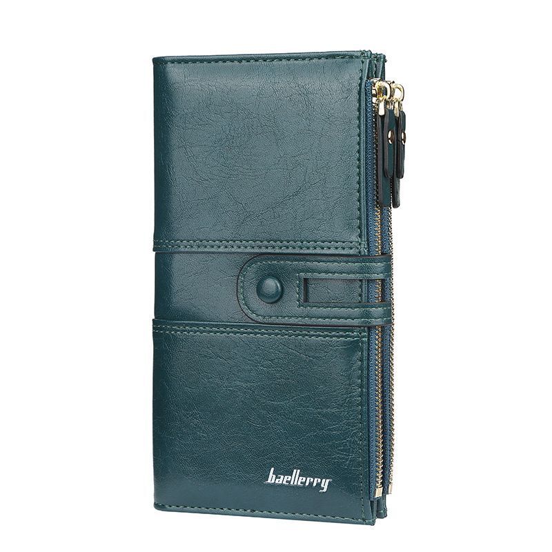 Dual-Zip Classic Long Wallet – Sleek and Elegant Must-Have!-Dark Green-State of Style