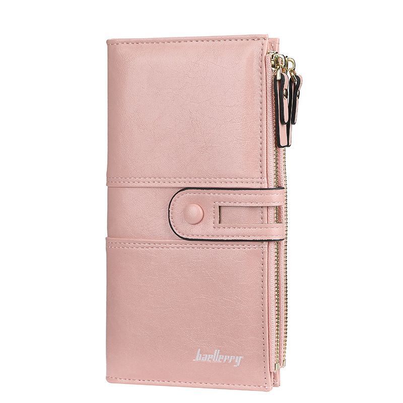 Dual-Zip Classic Long Wallet – Sleek and Elegant Must-Have!-Pink-State of Style