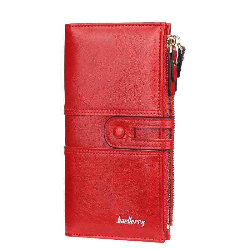 Dual-Zip Classic Long Wallet – Sleek and Elegant Must-Have!-Red-State of Style