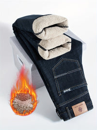 Warm Men's Winter Jeans with Fleece Lining - Grayson