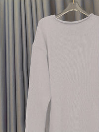 Ladies oversized jumper with V-neck & pattern – Alenia