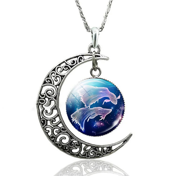 Zodiac Moon Necklace | Celestial Jewellery | Unique Pendant