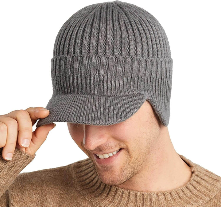 Men's knitted hat with ear flaps - Kian (1+1 FREE)