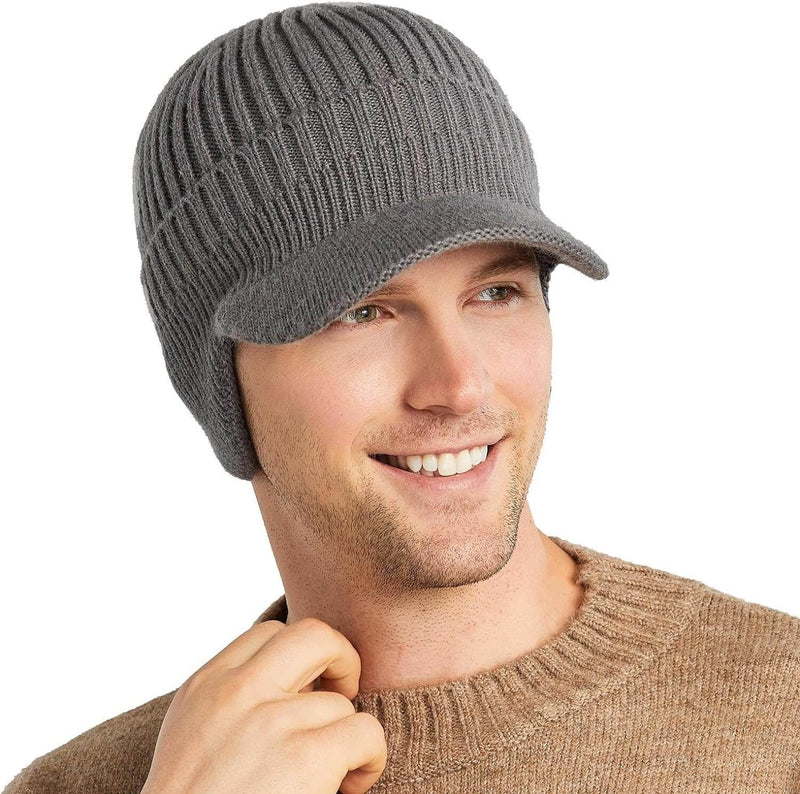 Men's knitted hat with ear flaps - Kian (1+1 FREE)