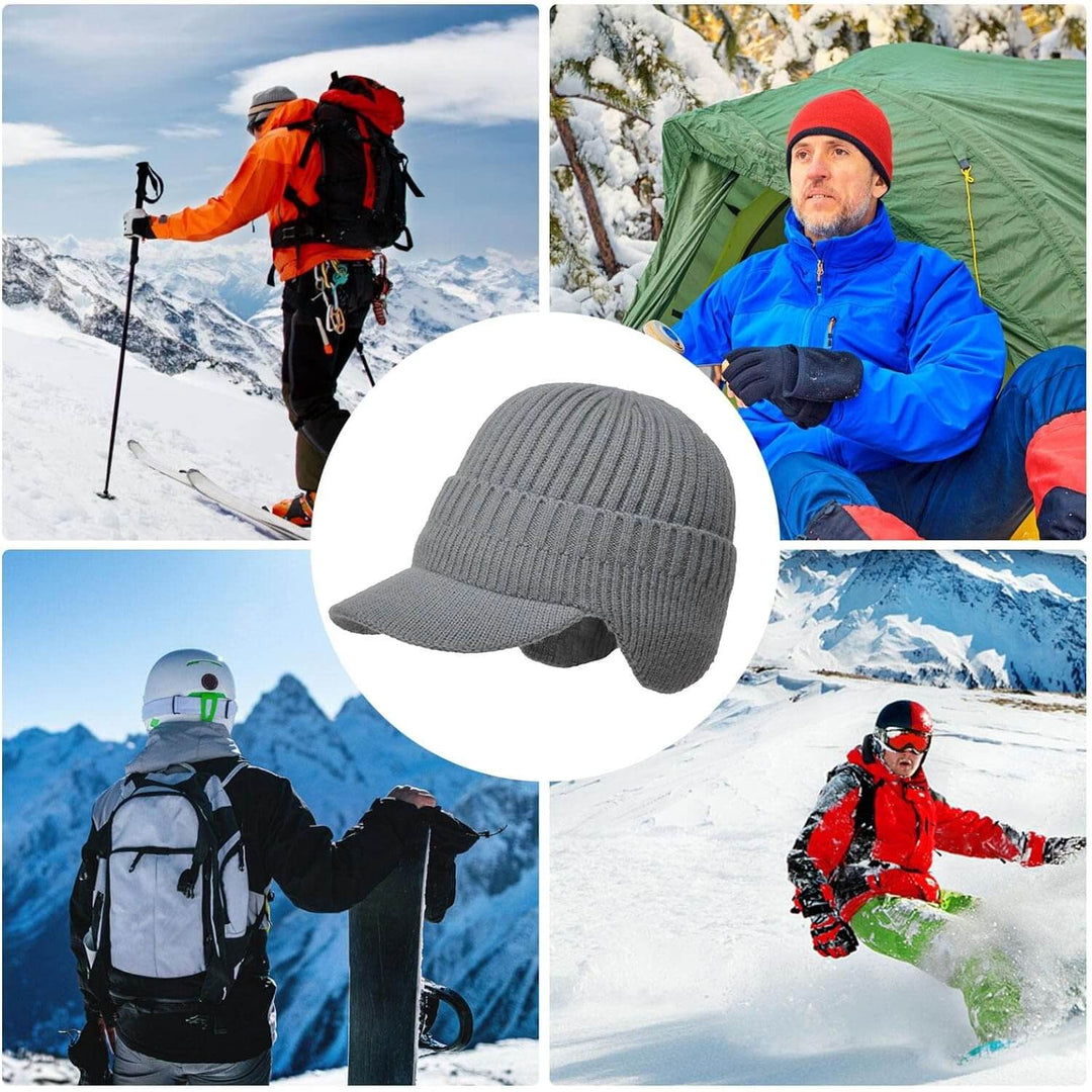 Men's knitted hat with ear flaps - Kian (1+1 FREE)